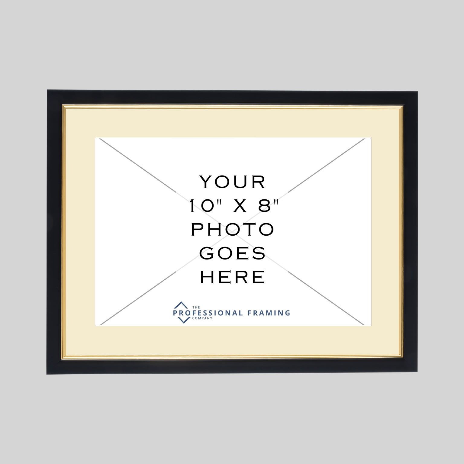 10in x 8in Classic Black & Gold photo frame with Ivory mount