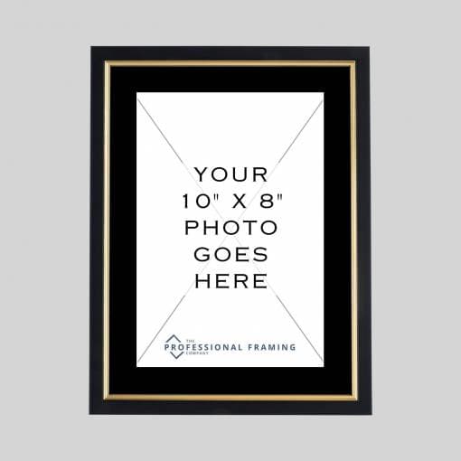 10in x 8in Classic Black & Gold photo frame with Black mount