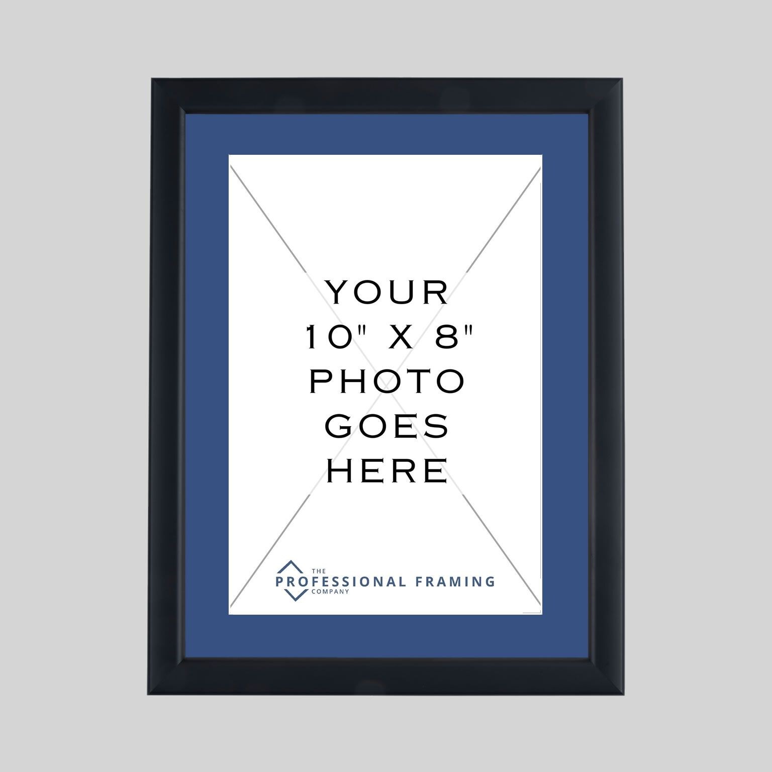 10in x 8in Contemporary Matt Black photo frame with Royal Blue mount