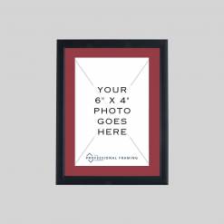 6in x 4in Contemporary Matt Black Photo Frame with Crimson mount