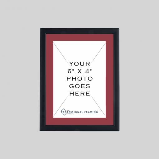 6in x 4in Contemporary Matt Black Photo Frame with Crimson mount