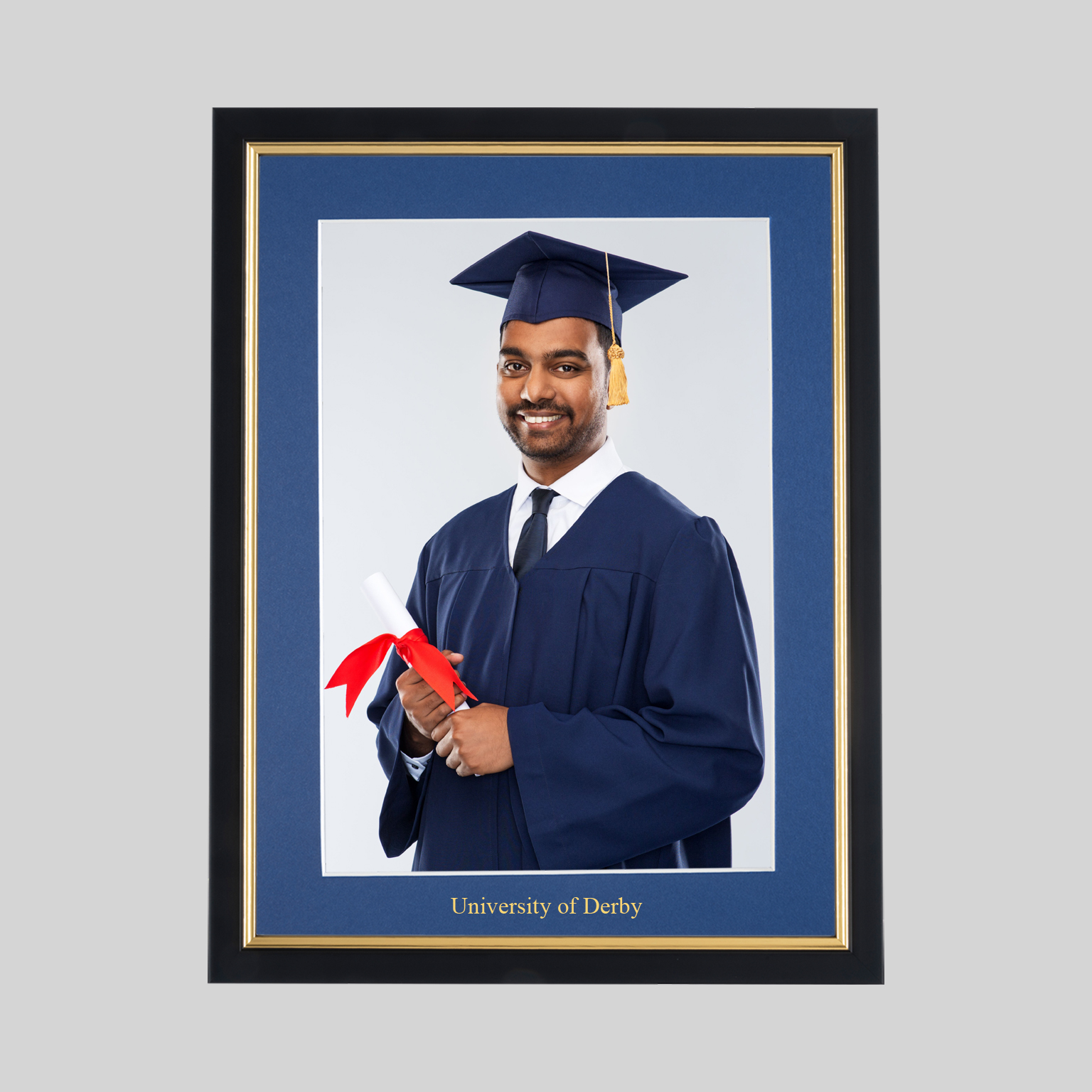 derby-bg-photo-1536x1536 University of Derby Graduation 10 x 8 Photo Frame - Black & Gold