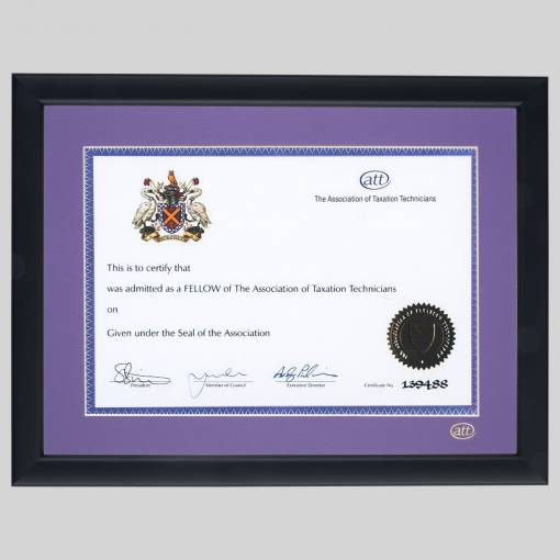 Association of Tax Technicians certificate frame - Contemporary Matt Black