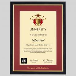 University of Bedfordshire A4 graduation certificate Frame in Black and Gold
