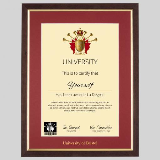 University of Bristol A4 graduation certificate Frame in Teak and Gold