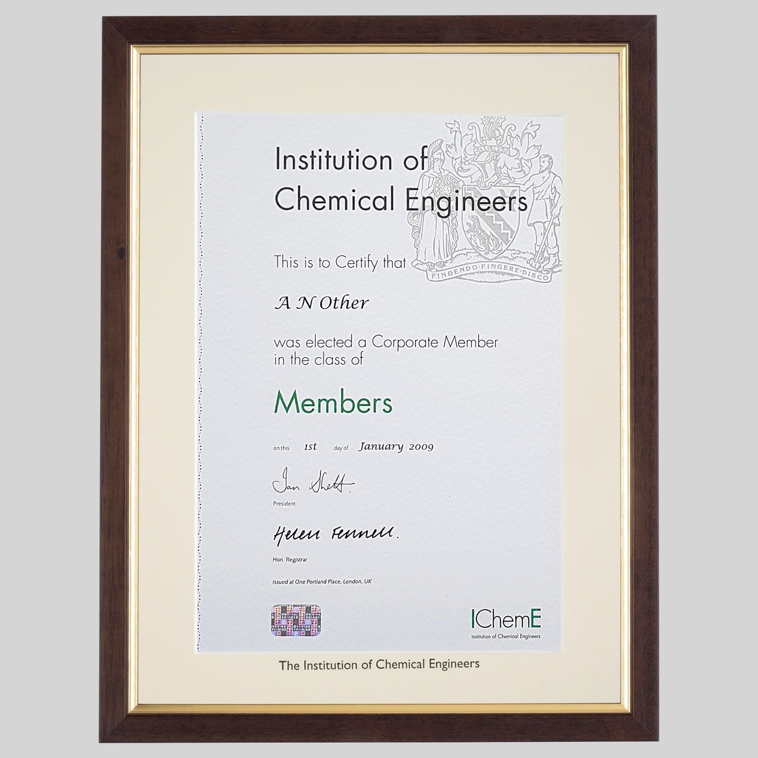 chemeng-tg-1536x1536 Institution of Chemical Engineers certificate frame - Traditional Teak and Gold