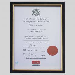Chartered Institute of Management Accountants- Member certificate frame - Classic Black and Gold