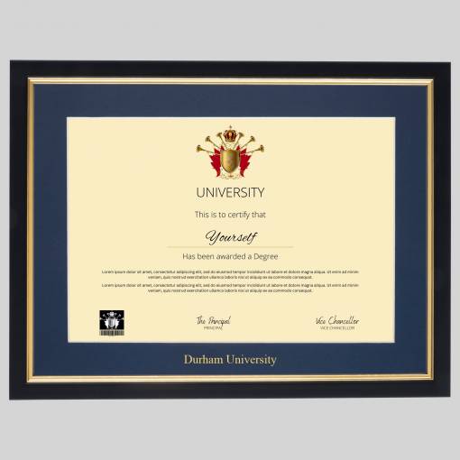 Durham University A4 graduation certificate Frame in Black and Gold