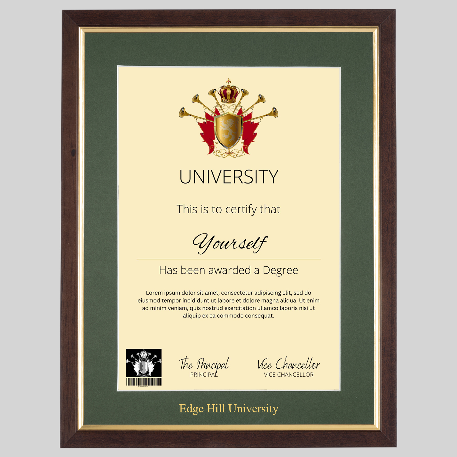 edgehl-tg-1536x1536 Edge Hill University A4 graduation certificate Frame in Teak and Gold