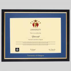 University of Glasgow A4 graduation certificate Frame in Black and Gold