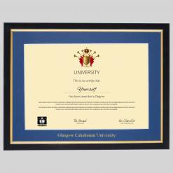 Glasgow Caledonian University A4 graduation certificate Frame in Black and Gold
