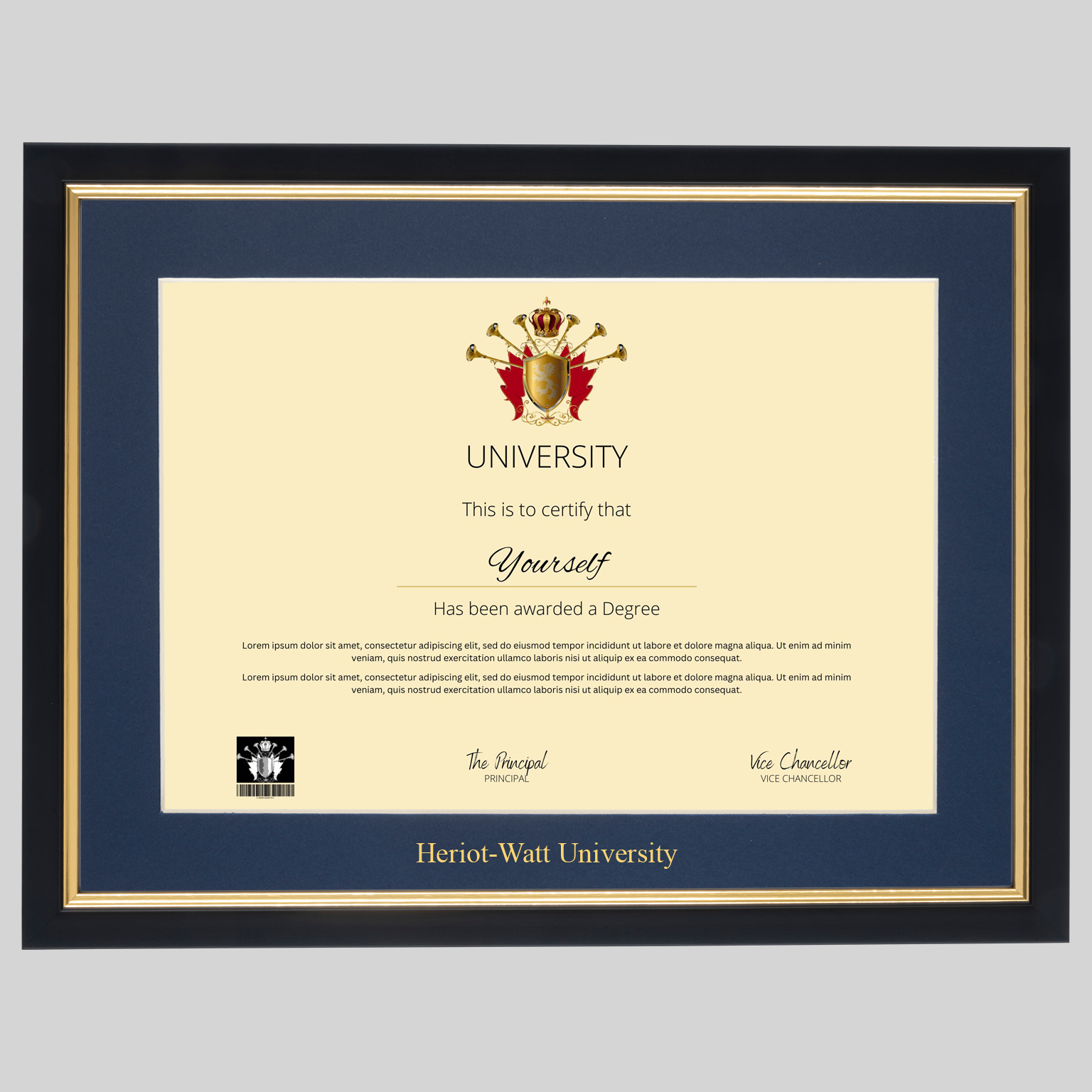 heriot-bg-1536x1536 Heriot-Watt University A4 graduation certificate Frame in Black and Gold
