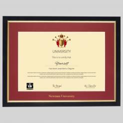 Newman University A4 graduation certificate Frame in Black and Gold