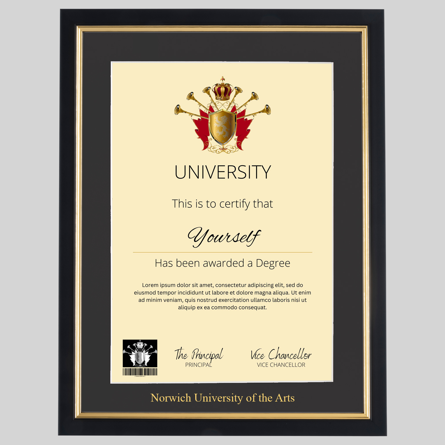 norart-bg-1536x1536 Norwich University of the Arts A4 graduation certificate Frame in Black and Gold