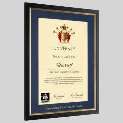 University of London A4 graduation certificate Frame in Black and Gold