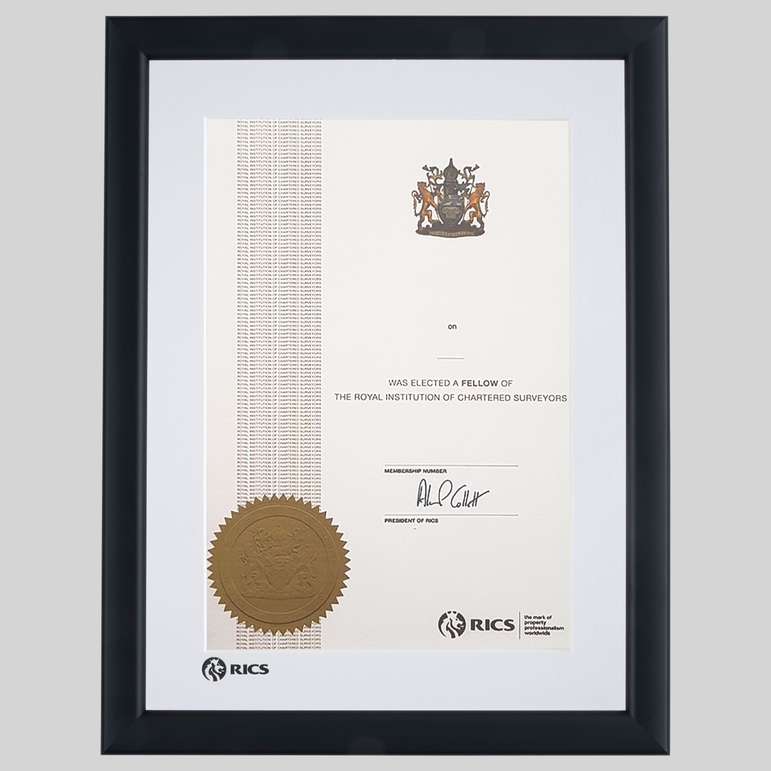 rics-con-1536x1536 The Royal Institution of Chartered Surveyors certificate frame - Contemporary Matt Black