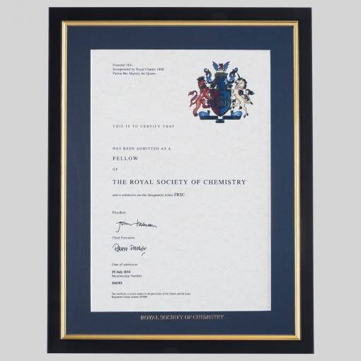 Royal Society of Chemistry-Member certificate frame - Classic Black and Gold