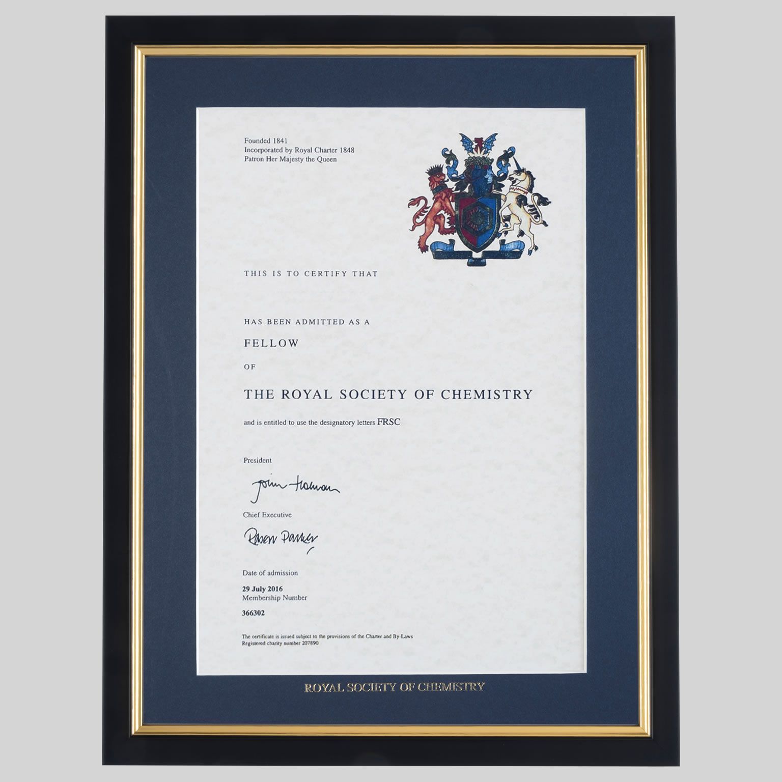 rsc-m-bg-1536x1536 Royal Society of Chemistry-Member certificate frame - Classic Black and Gold