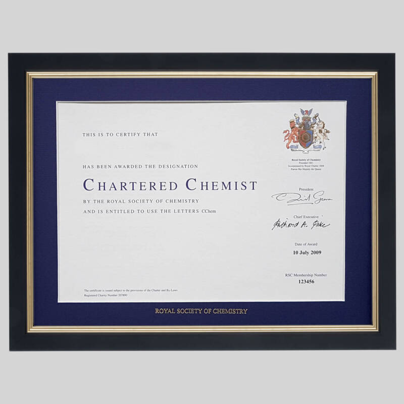 Royal Society of ChemistryChartered certificate frame Professional