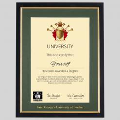 Saint George’s University of London A4 graduation certificate Frame in Black and Gold