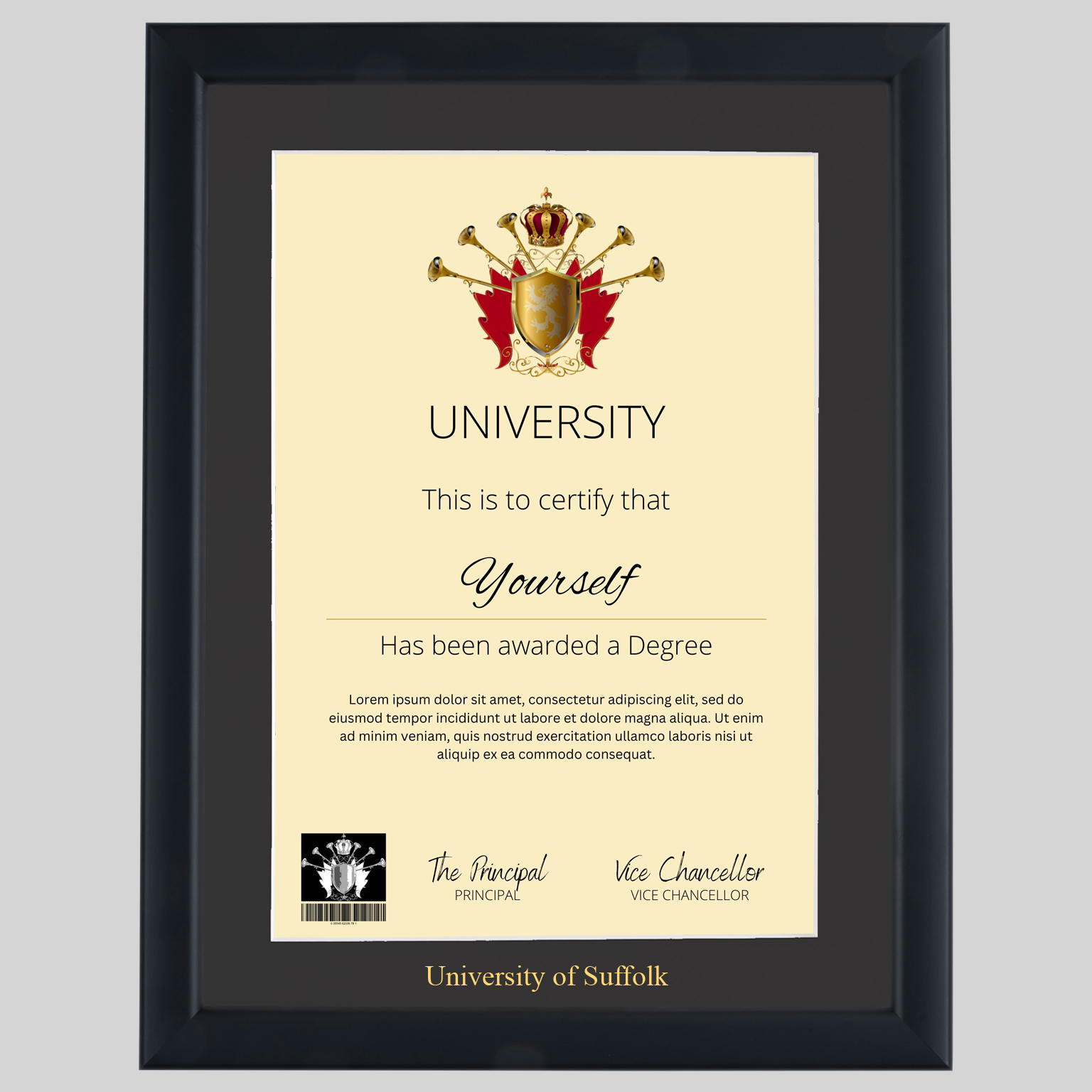 suffk-con-1536x1536 University of Suffolk A4 graduation certificate Frame in Contemporary