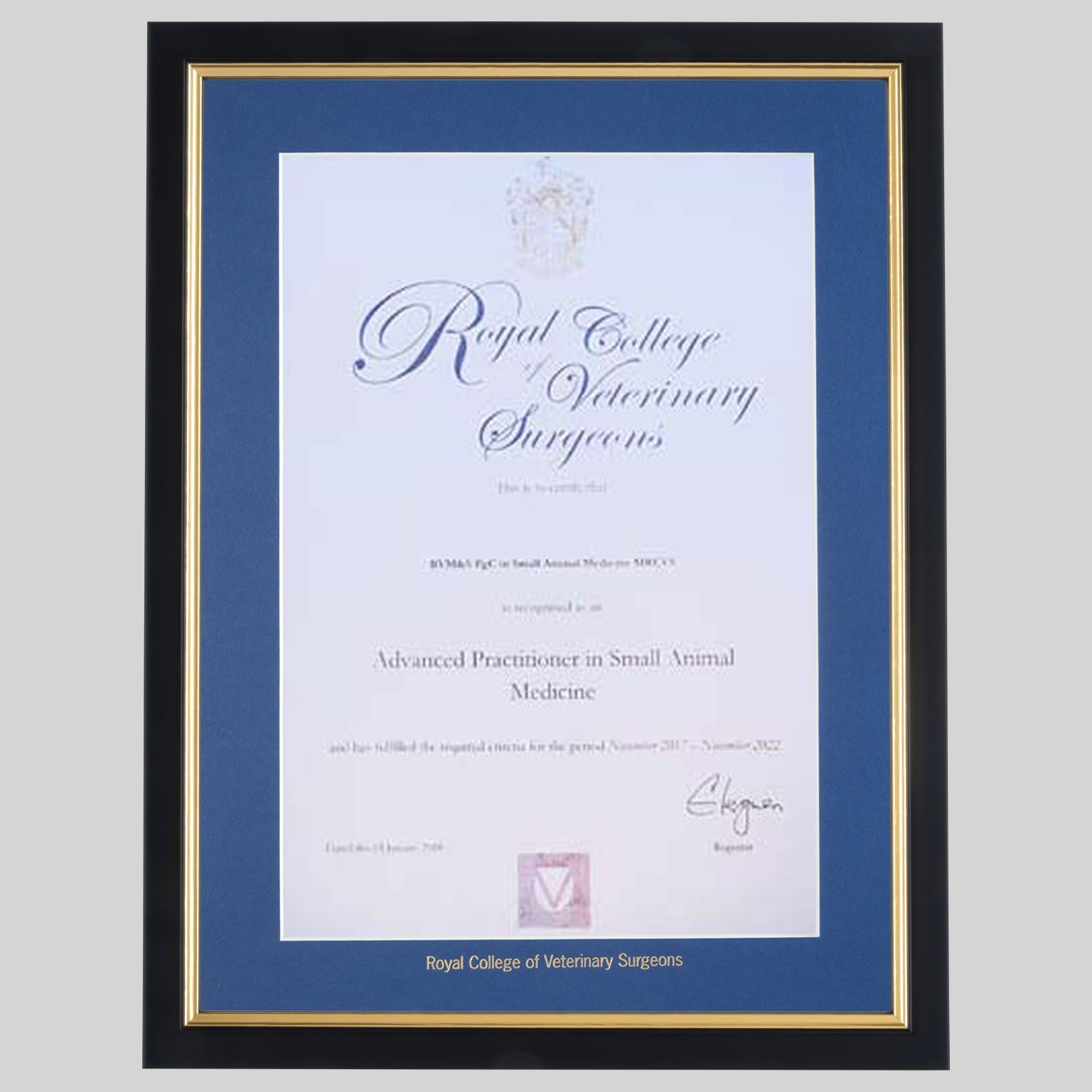 vets-bg-1536x1536 Royal College of Veterinary Surgeons certificate frame - Classic Black and Gold