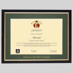 University of the West of Scotland A4 graduation certificate Frame in Black and Gold