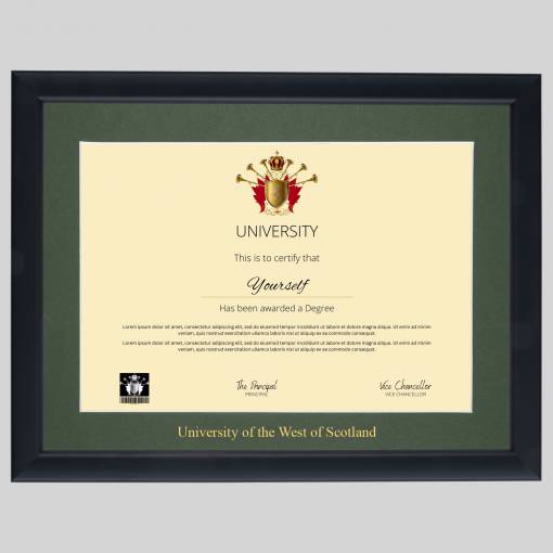 University of the West of Scotland A4 graduation certificate Frame in Contemporary